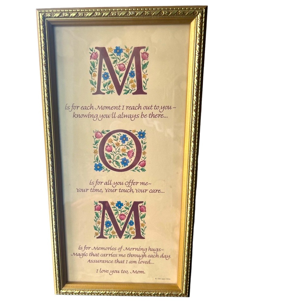 1996 Abbey Press framed poem for Mom. Perfect Mother’s Day gift!
